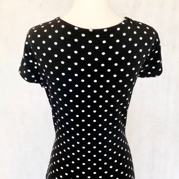 Joseph Ribkoff Knit Black & White Polka Dot Dress - Picture 6 of 8